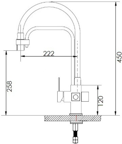 Кухонний змішувач з підключенням до фільтру Fabiano FKMS 31.15 Inox