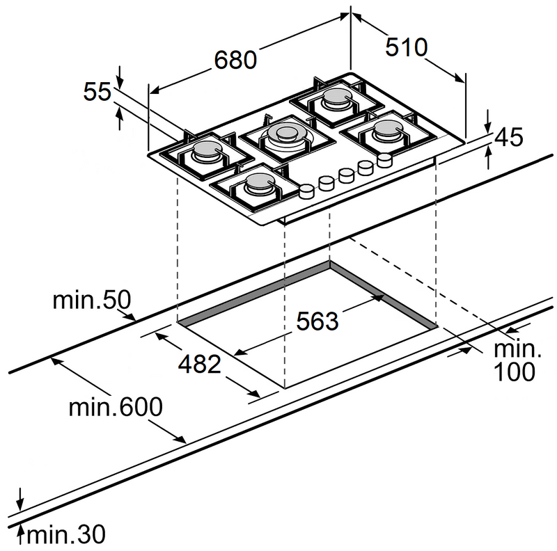 Варочная поверхность газовая Fabiano FHG 8655 VGHT Inox