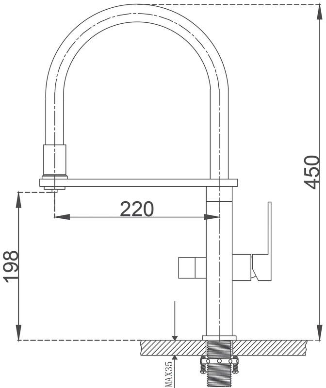 Смеситель кухонный с подключением к фильтру Fabiano FKM 3120 Black Steel