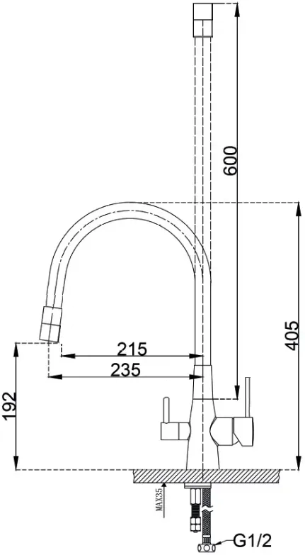 Кухонний змішувач з підключенням до фільтру Fabiano FKM 3121 Flex Inox