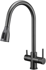 Смеситель кухонный с подключением к фильтру Fabiano FKM 3122 Black Steel